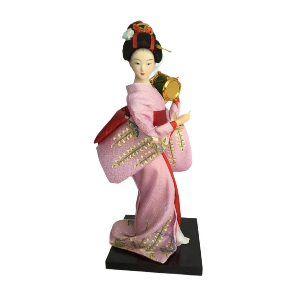 Japanese Geisha Doll, 9" Gifts Girl Statue Asian Kimono Doll Desktop Ornament Collectible Figurine, for Desk Office Cabinet Home