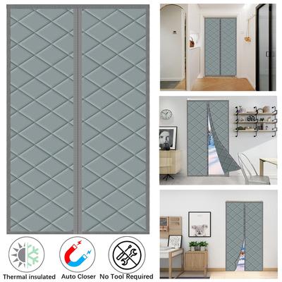 Magnetic Thermal Door Curtain Heavy Duty Oxford Fabric Insulated Wind Blocker for French Sliding Glass Doors Easy Install