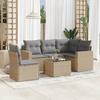 Vidaxl 6-Cz. Garden Furniture Set With Cushions, Beige, Poly Rattan
