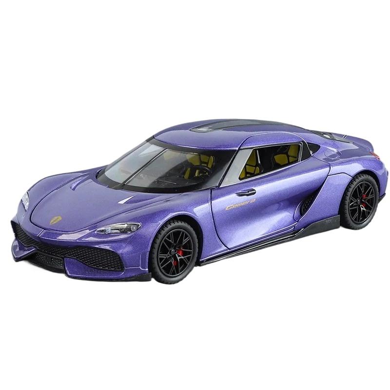 

Модель суперкара Koenigsegg Gemini Gt из сплава в масштабе 1/24, модель-симуляция транспортного средства, коллекция со звуком и светом, детская игрушка, подарки фиолетовый