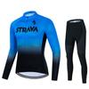 Best-selling STRAVA long-sleeve cycling jersey set, cross-border fleet edition, quick-dry breathable straps with drawable designs