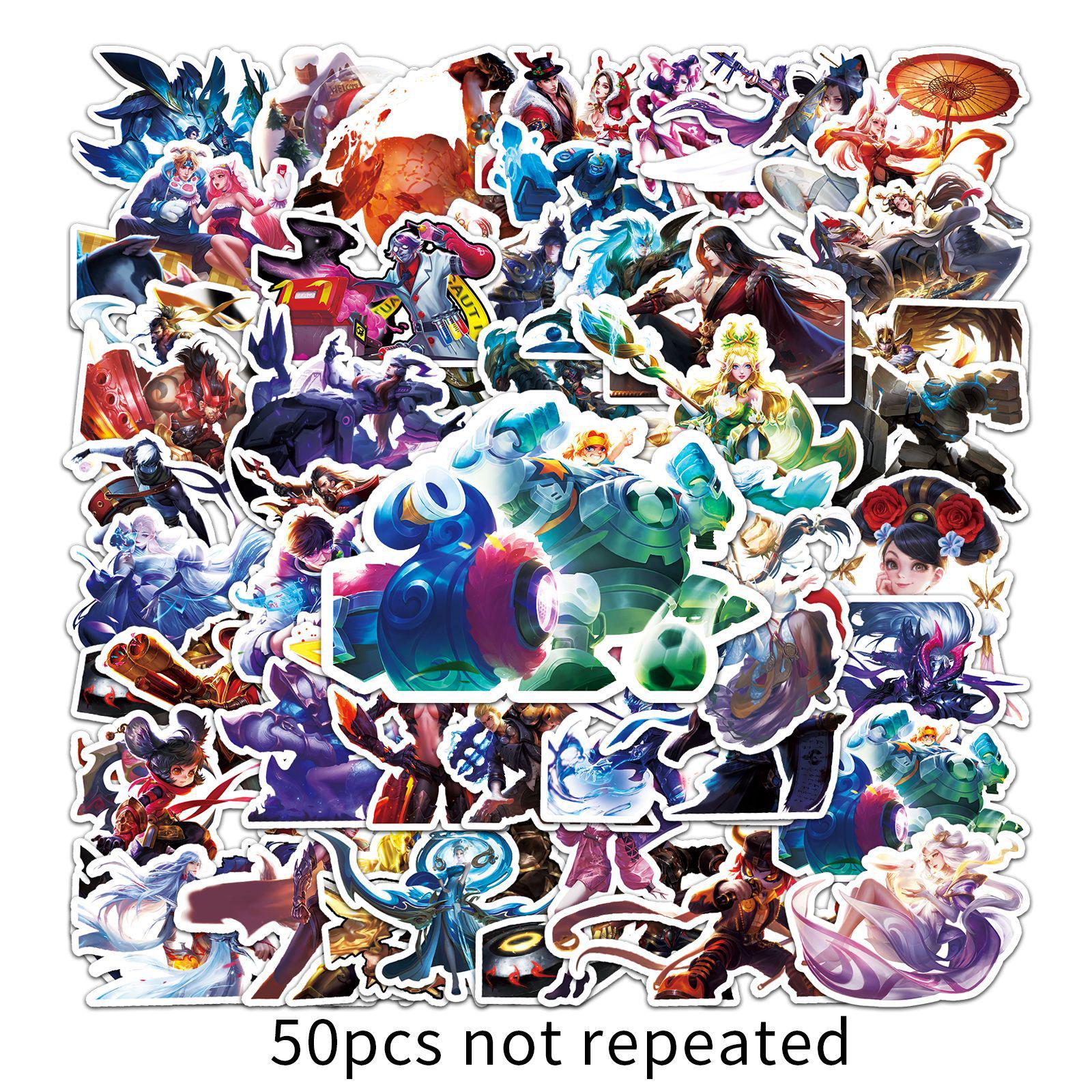 50 Honor of Kings Cartoon Character Waterproof Stickers for Notebooks