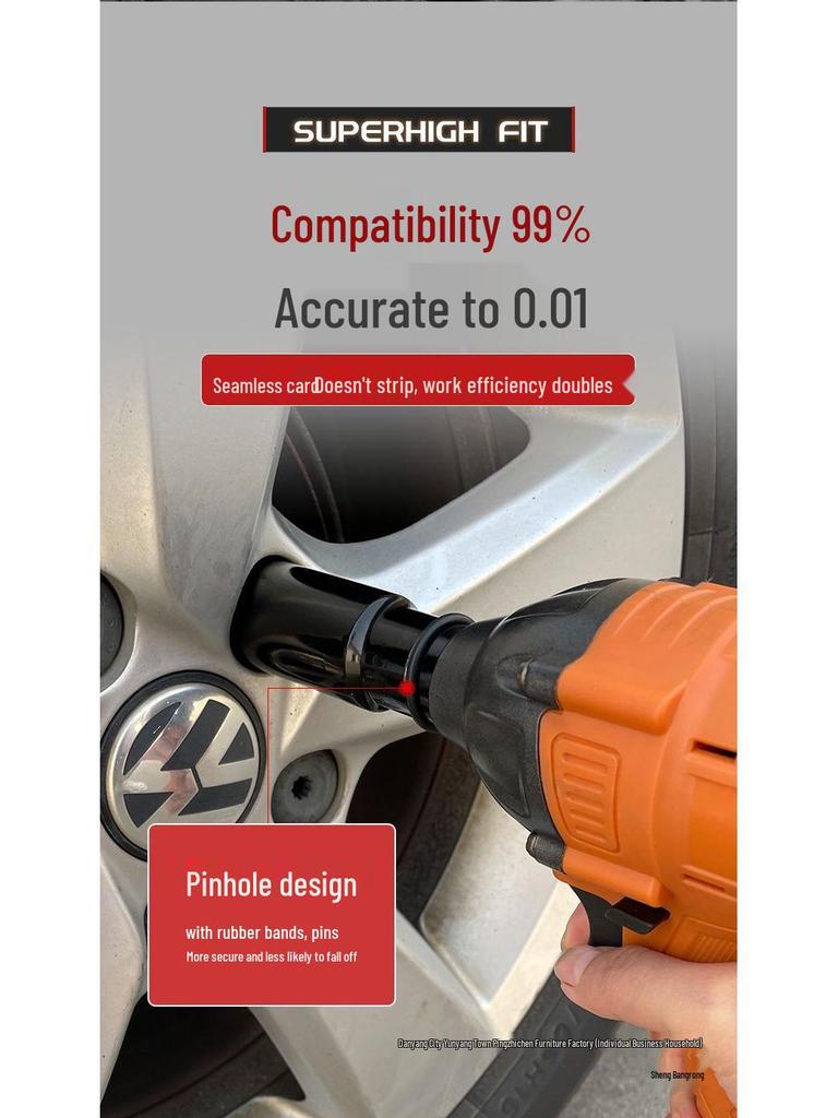 Extended Electric Air Impact Wrench Set with 8-32mm Hex Sockets