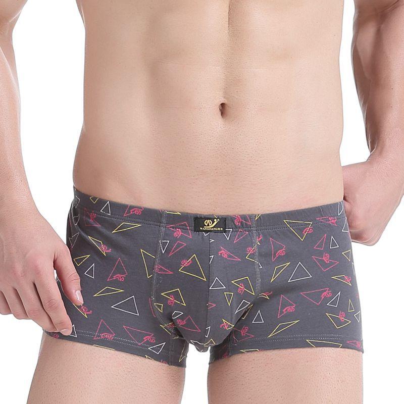 Men's Low Waisted Printed Underwear Men's Pure Cotton Breathable Youth Plus Size Four Corner Shorts