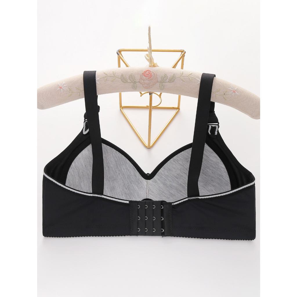 Sexy Lace Flower Face No Steel Ring Bra, Four Rows Three Button Sponge Cup, Plus Size Lingerie for Women