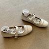Sheepskin Version~ Round Head Rivet Mary Jane Women's Shoes Shallow Mouth One-word Buckle Single Shoes Versatile Flat Ballet Shoes