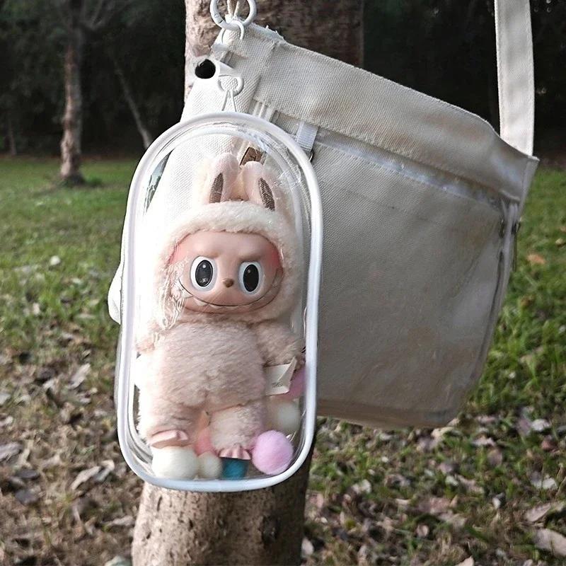For Labubu Waterproof Bags Labubu Bag Case With Keychain Transparent Cloth Box Art Toy Nice Decor Good Gift For Kidss