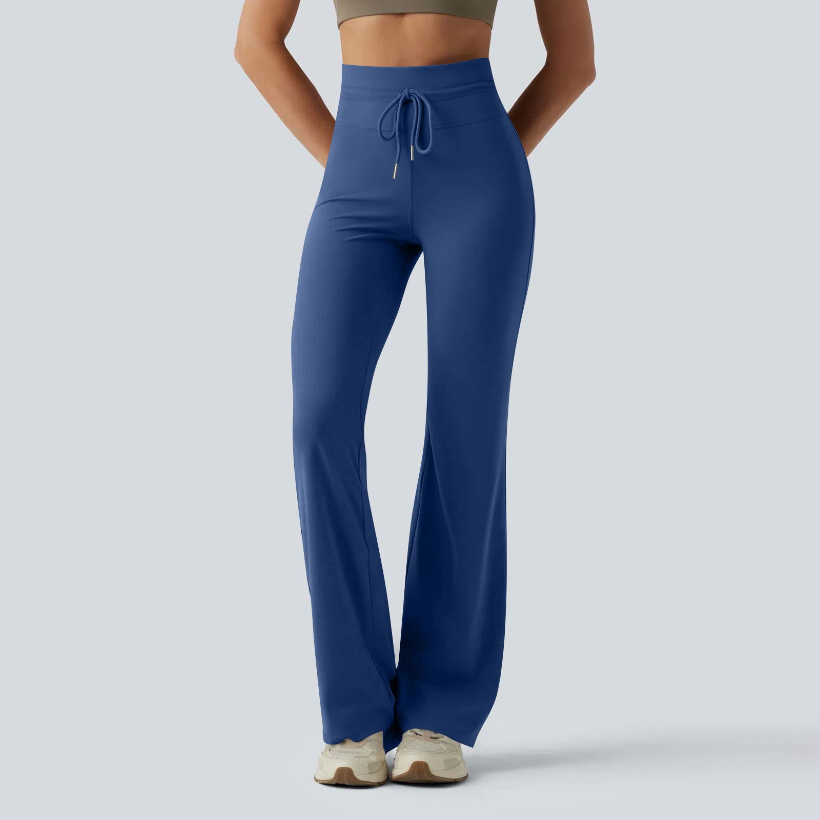 

Women s High-waisted Wide-leg Casual Color Flowy Trousers XL