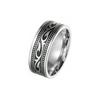 Men's Titanium Steel Punk Ring with Geometric Carving, Blackened for Couples - European & American Style.