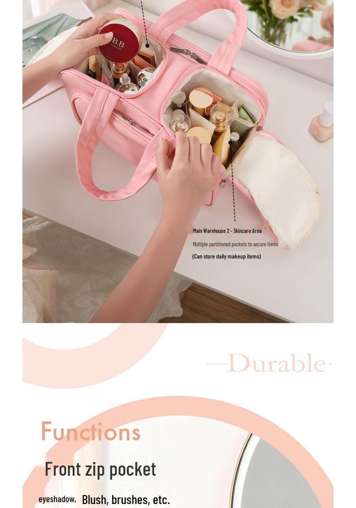Large Capacity Multi-functional Makeup Bag with Multi-layer Compartments - Portable Travel Toiletry Storage Bag