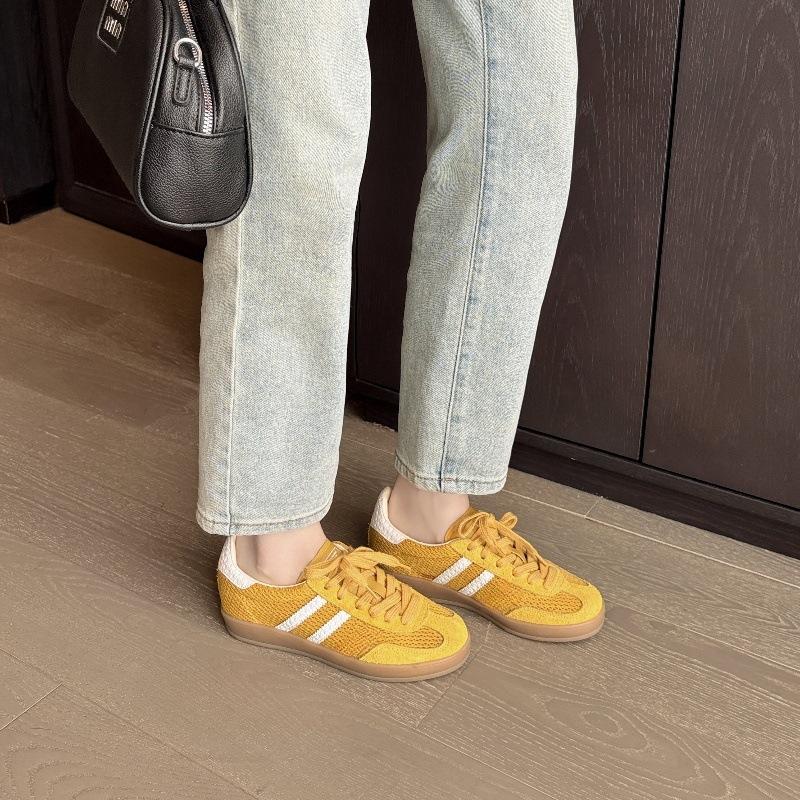 Red leather German training shoes women's 2025 new inner height increase mesh casual sports shoes versatile low-top Forrest Gump board shoes
