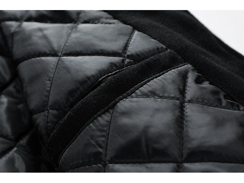 Men's Autumn/Winter Fashion Baseball Jacket - Wool & PU Sleeve Casual Outerwear