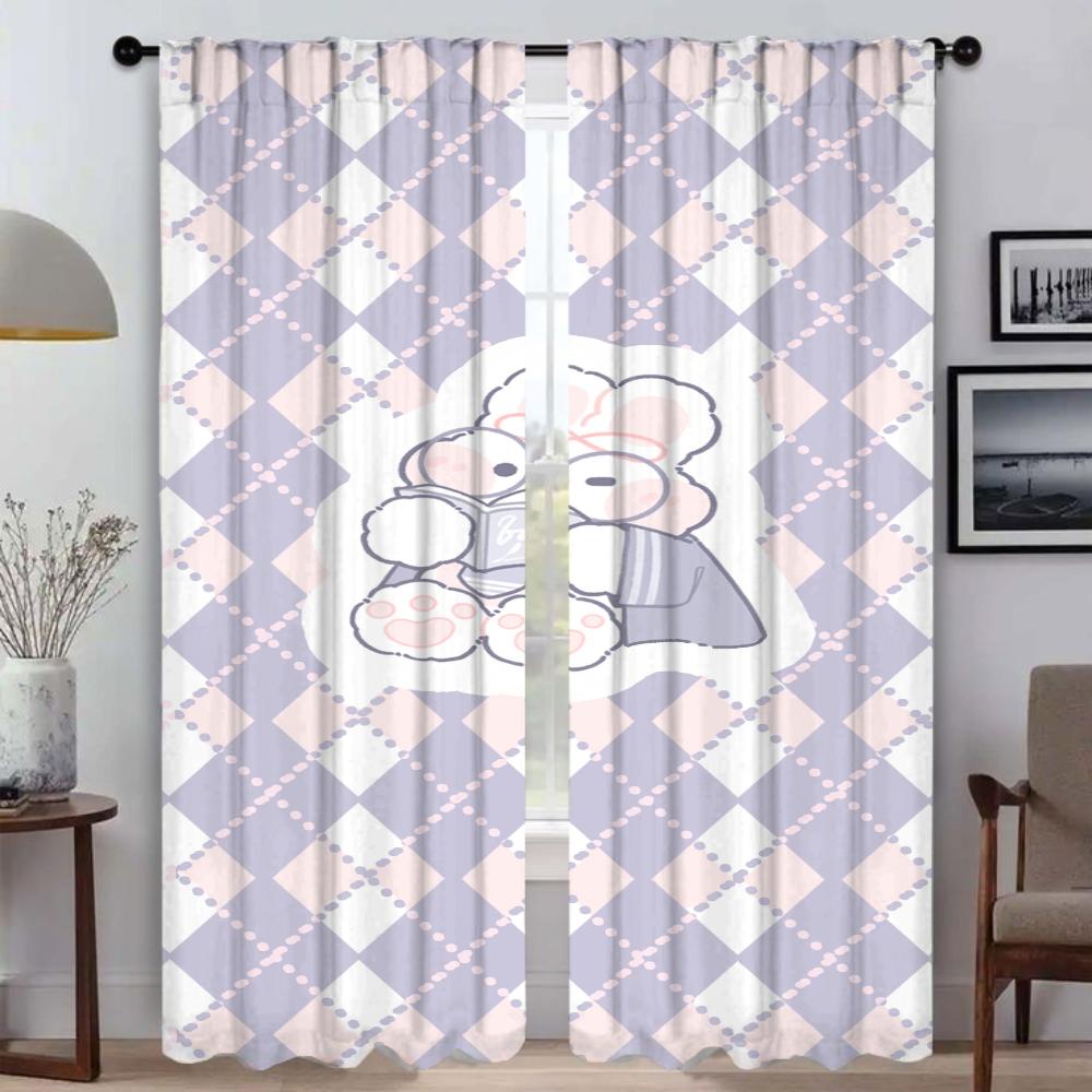 Checkerboard Tulle for Bedroom Partition Window Curtain for Room 2 Panel Curtains Child Room Home Interior Curtains Shades