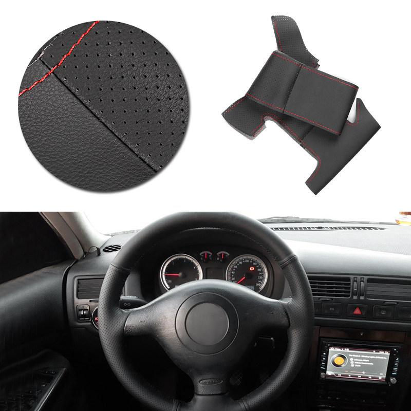Car Microfiber Leather Steering Wheel Cover Trim For VW Golf 4 MK4 Passat B5 Polo Bora Sharan Seat Leon Skoda Fabia MK1 1998-04