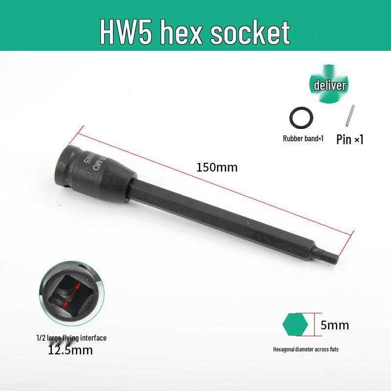 1/2" Extended Hex Bit Air Gun Socket Wrench (150mm)