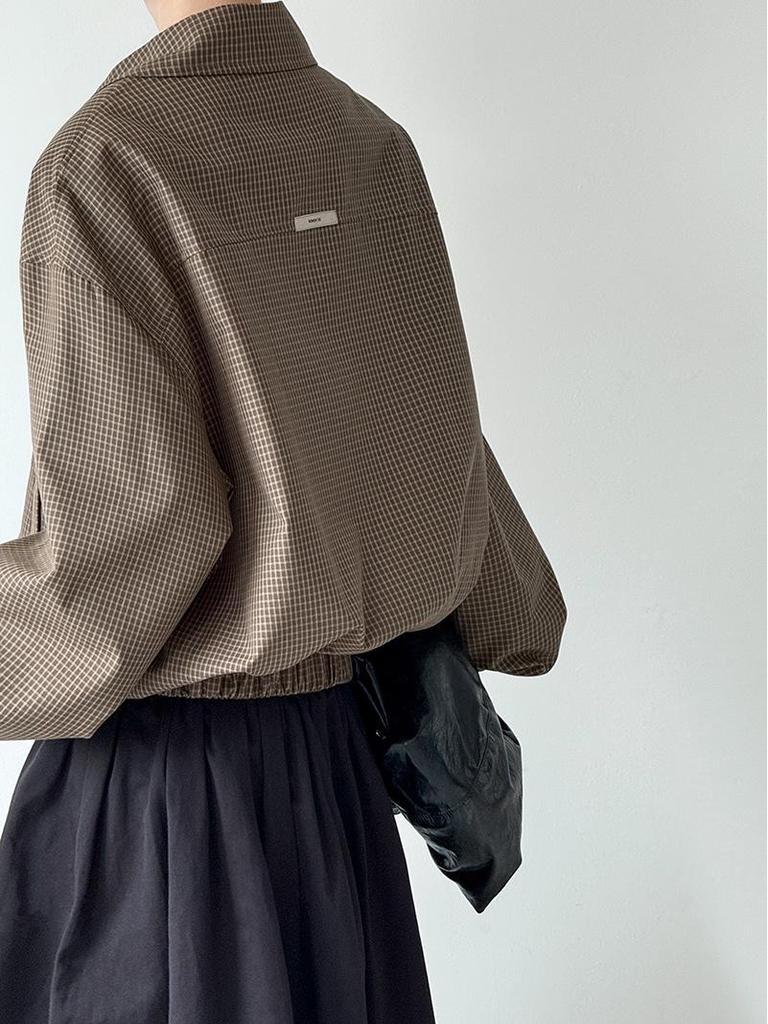 Orange Zhi Retro Houndstooth Lapel Short Coat - Versatile Autumn Style