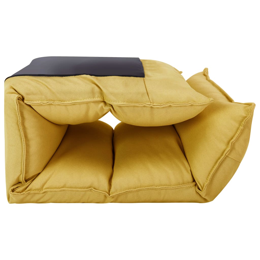 Foldable Floor Chair Mustard Yellow Fabric