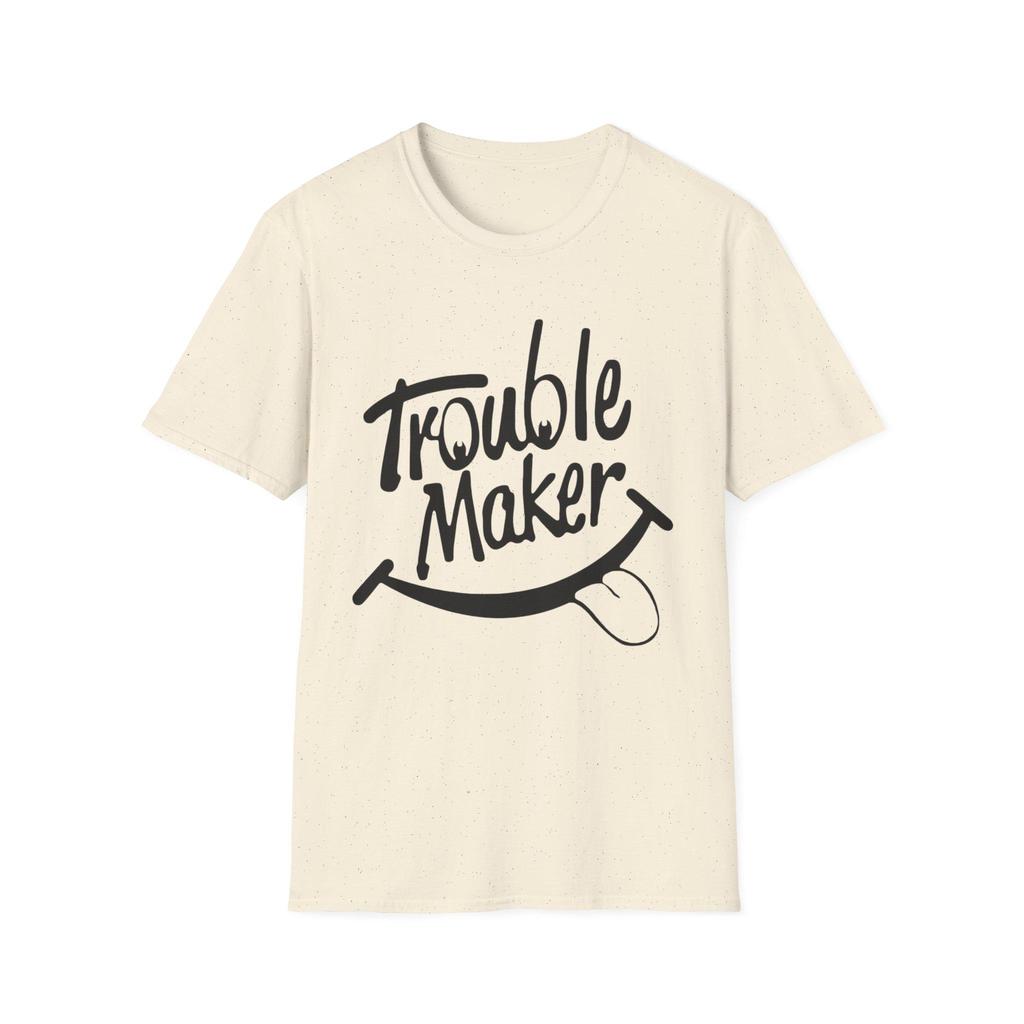 Summer Casual Tshirt  Simple And Comfortable Trouble Maker Smiley Face Tshirt  Graphic Typography Streetwear Tee Funny Gift