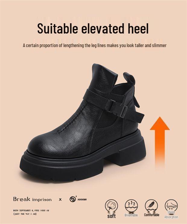 Dámské 2025 Britské Chelsea boty na silné podrážce - Podzim/Zima Retro Kulatá špička Kotníkové boty