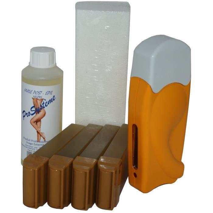 Kit D'épilation - Solo Complet - Cire Jetable Miel - 4 Roll-on - Huile Après Épilation 250 Ml
