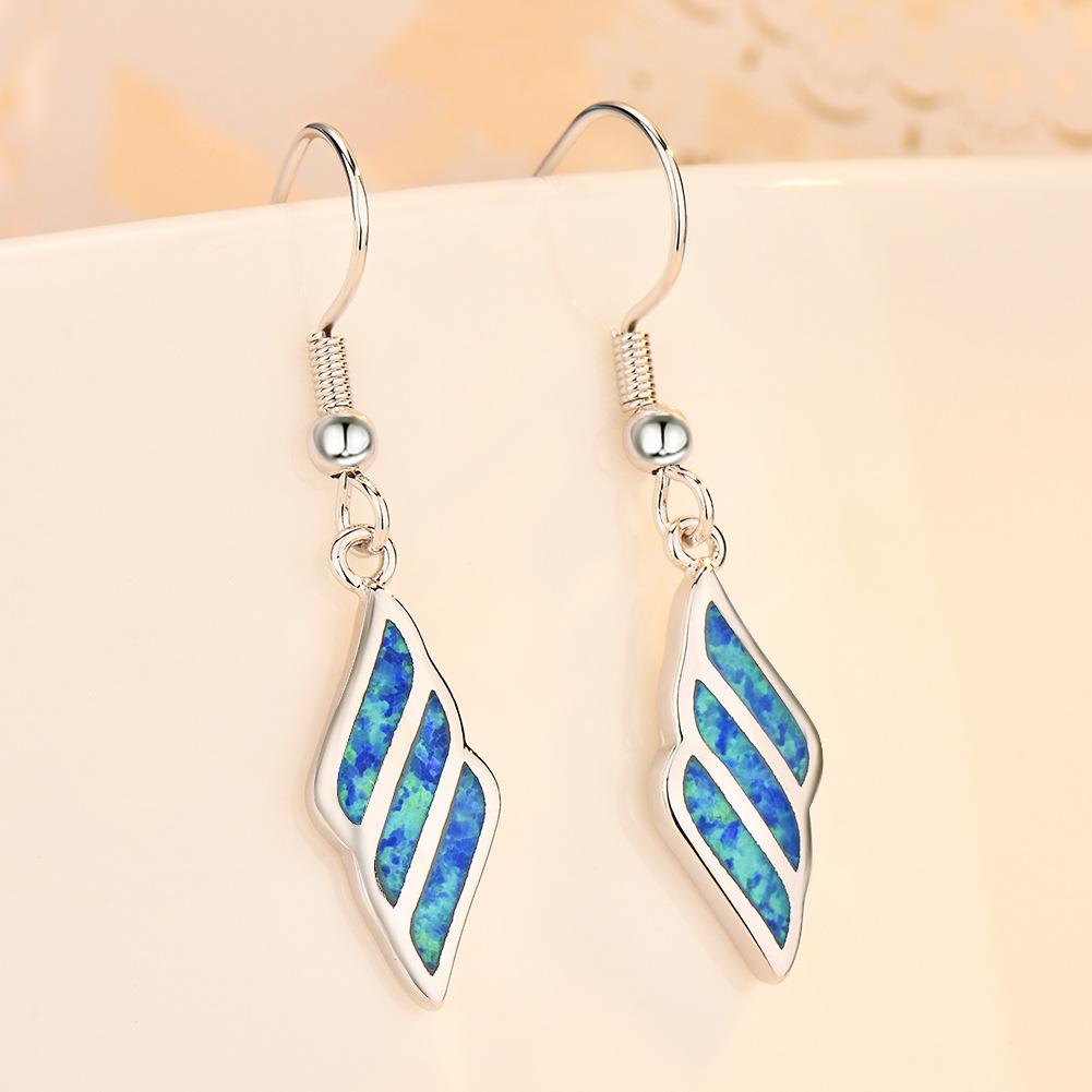 New Minimalist Blue Striped Wing Earring Earrings for Women Fashionable European and American Earrings