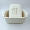 White pickle bowl with drainer, made in Japan, refrigerator safe