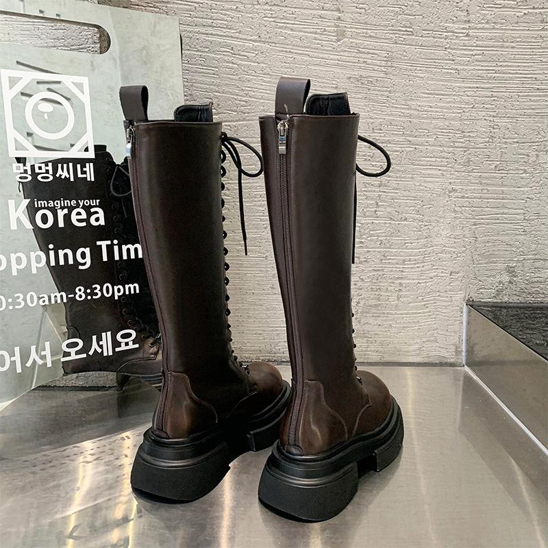 Fashion Platform Winter High Boots For Women Fashion Slip On Long Pipe Boots Female Elegant Thick Bottom Women's Knight Botties