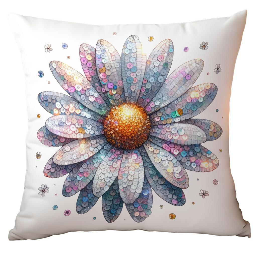 New Glitter Daisy Printed Pillowcase Light Luxury Floral Home Living Room Sofa Cushion Pillowcase
