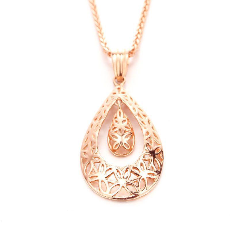 Exquisite Russian Purple Gold Plated Rose Gold Colored Gold Collarbone Chain Car Flower Water Drop Pendant Simple Versatile Necklace