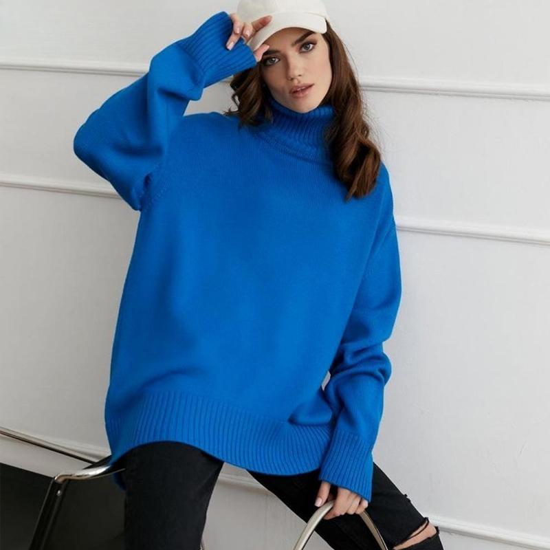 Women's Oversized Turtleneck Sweater Vintage Pullover Jumper Female Winter Thick Warm Knitted Sweater Soft for Women