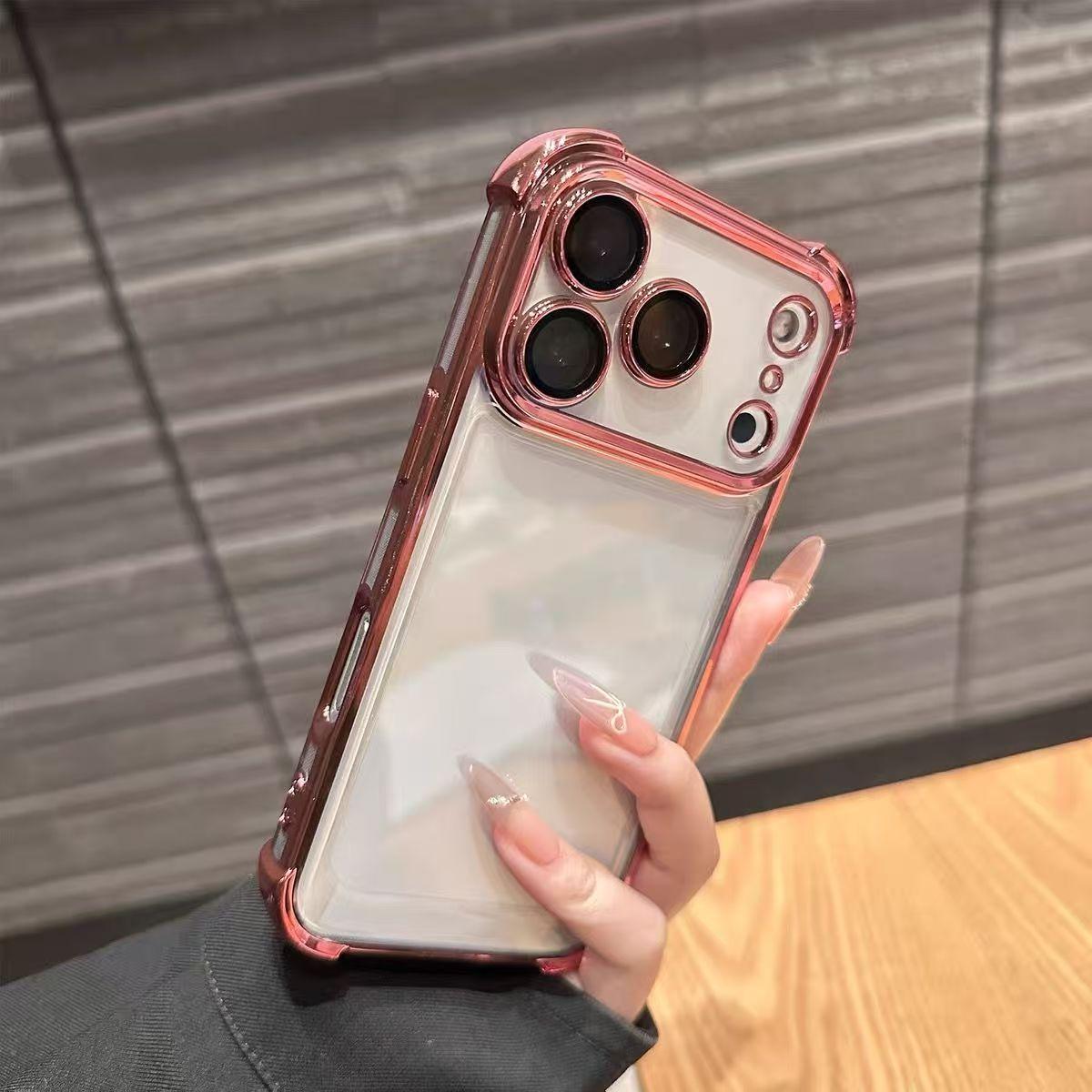 

Buffer Impact Shockproof Plating Transparent Phone Case For iPhone 17 16 15 14 13 12 11 Pro Max Plus Air Clear Back Cover iPhone 11 Pro Max
