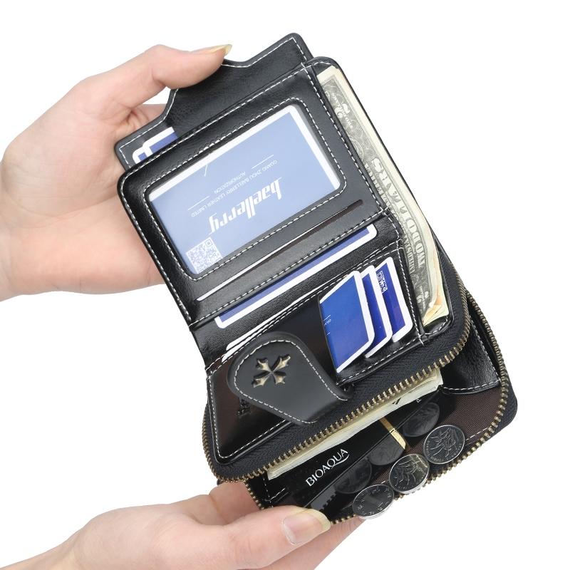 Women PU Leather Short Classic Wallet Premium Quality Card Holder Wallets for Woman Zipper Coin Purse