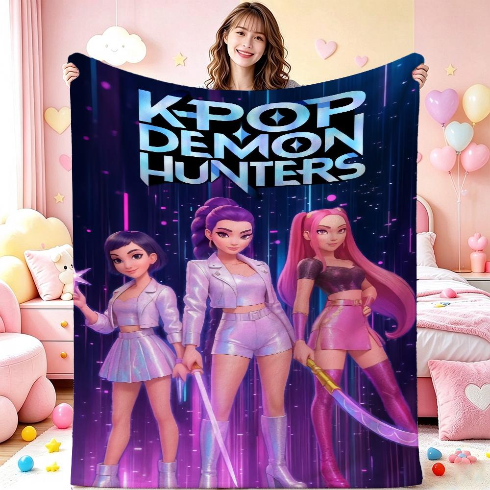 Kpop Demon Hunters Music Show Cartoon Anime Blanket Ultra Soft Throw Blanket For Bedroom Sofa Bed Party Decor New Year Gift
