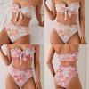 Women Trendy Strappy Bikini Swimsuit With Ruffle Edges For Water Sports And Beachwear