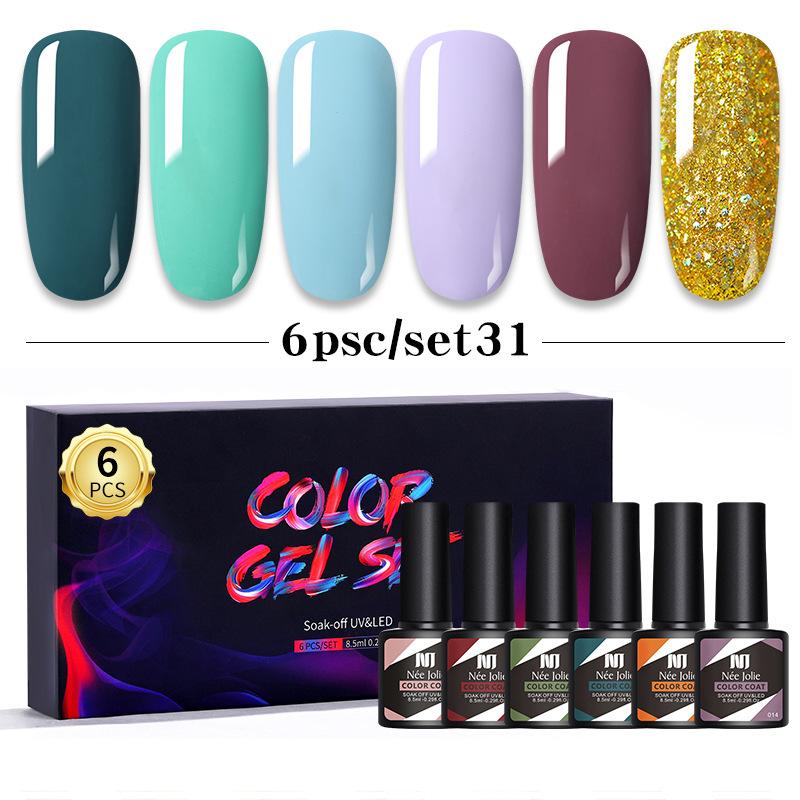 Nail Polish Glue Set 8Ml 6 Bottles Boxed Nail Art Barbie Glue Japanese Nail Color Glue Phototherapy Glue