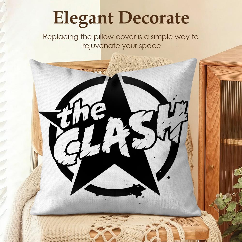 Band The CClash Cushion Cover Natural Linen Organic Fabric DoubleSided Printing Sofa Home Decor Gift Pillow Case