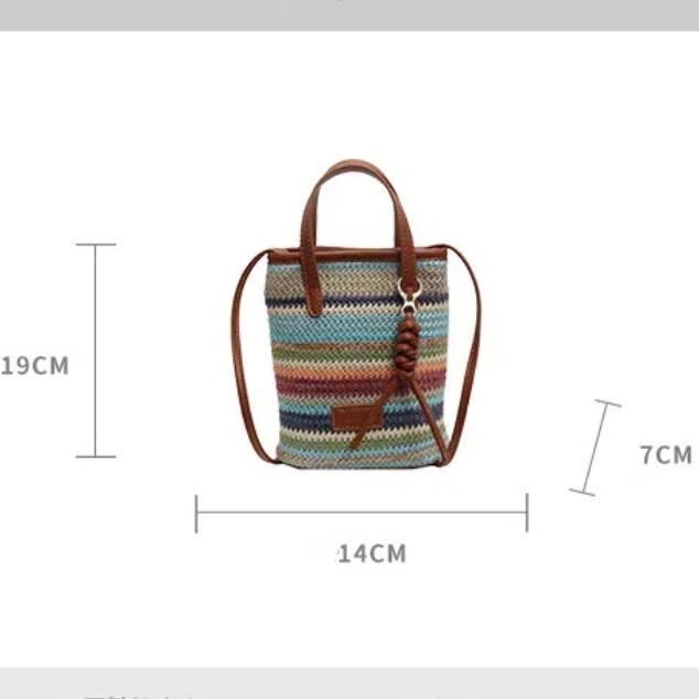 Fashion Portable Striped Women Crossbody Bags Straw Large Capacity Beach Bag Shoulder Bags Ladies Casual Clutch Purse