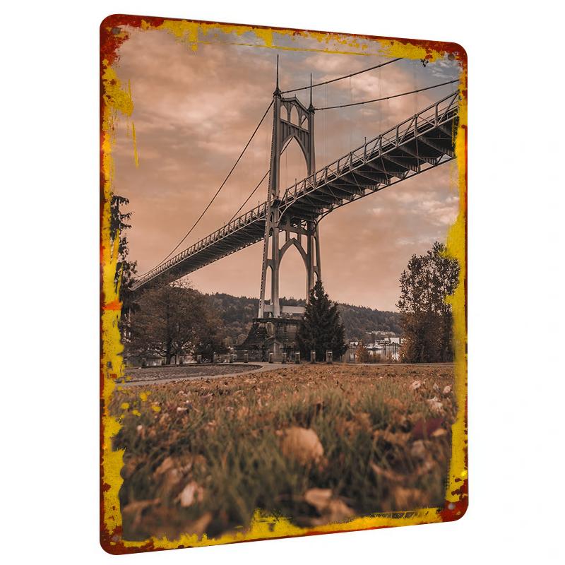 

Custom Iron Art City Landmark Bridge Landscape Painting Modern Home Wall Decor Living Room Hanging Art 20x30cm（7.8x11.8inch）