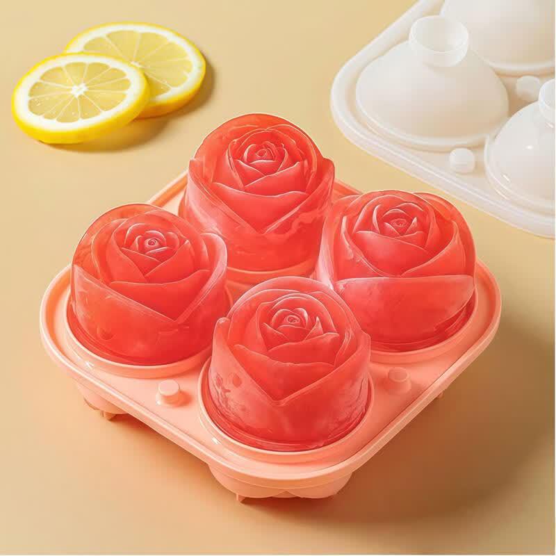 Silicone Rose Ice Cube Tray with Lid