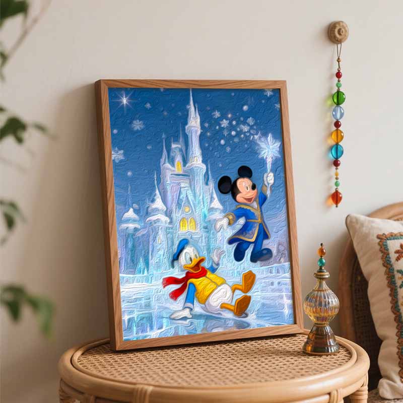 Disney Oil Paint Digital Painting Art Kit Winter Castle Mickey Donald FillIn Painting Home Decor