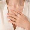 European INS Style Gold-Plated Adjustable Open Ring with Three-Layer Irregular Texture