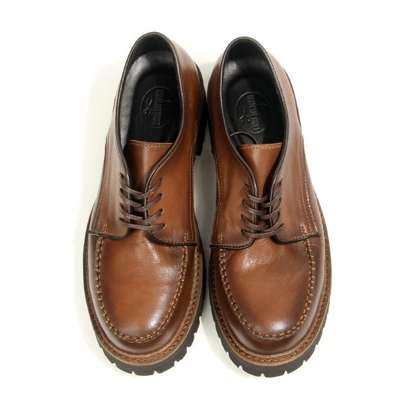 16-3 Retro Leather Fashion Trend Round Head Leather Shoes Hand-Polished Old Tooling Casual Men'S Shoes