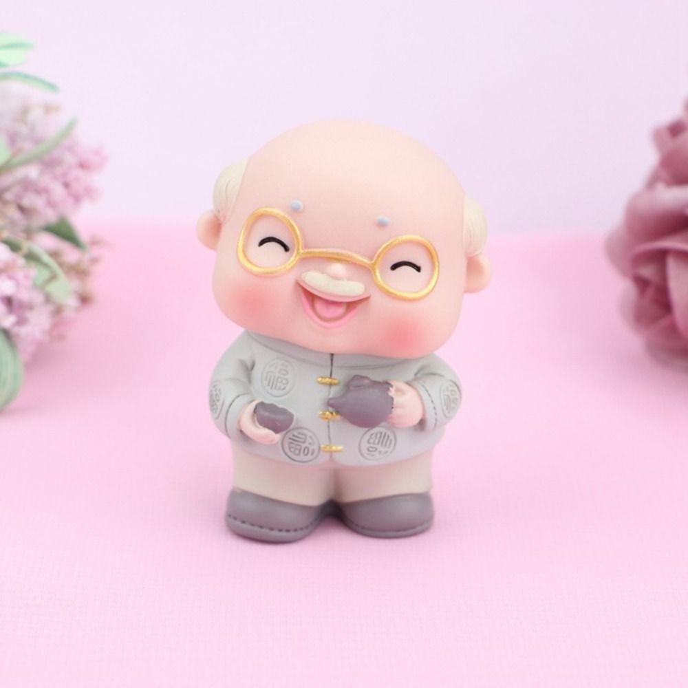 Cake Decoration Cute Old Couple Figurines Mini Handmade Grandparent Statue Cartoon Creative Longevity Cake Ornaments Desk