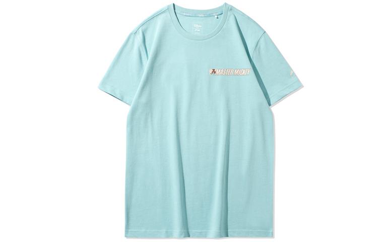 Li Ning T Shirts Men s Mist Blue Crew Neck Moderate Straight Fit AHSQ251-1 S