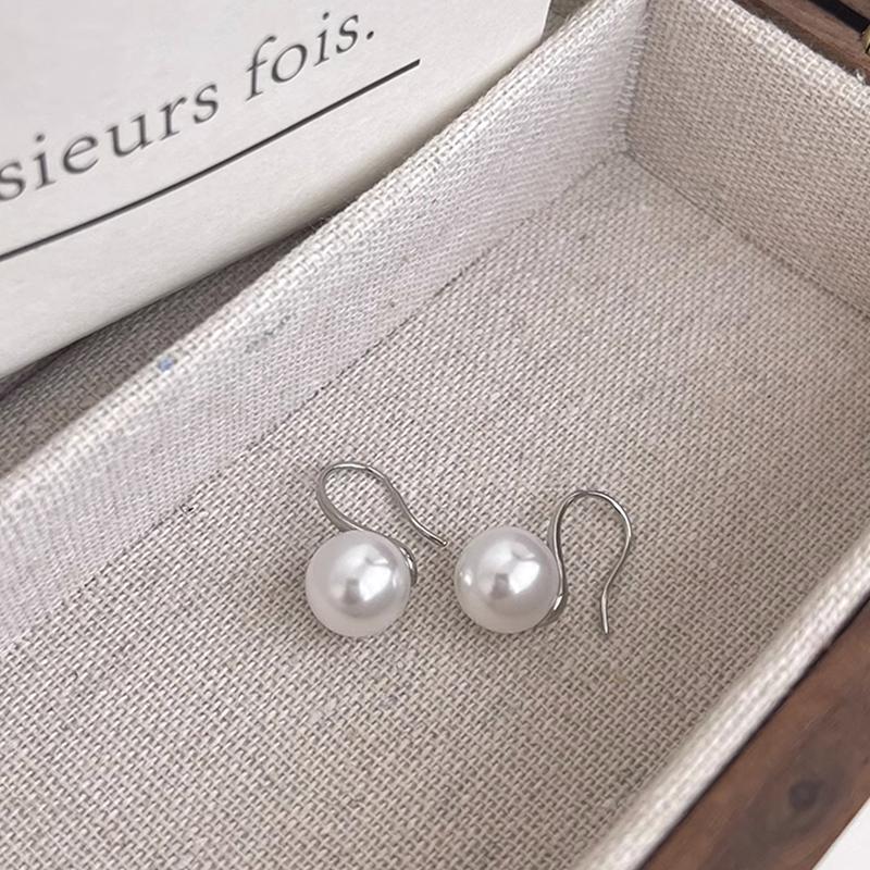 French 12Mm Big Champagne Imitation Pearl Ear Hook Earrings For Women Personalized Wedding Jewelry