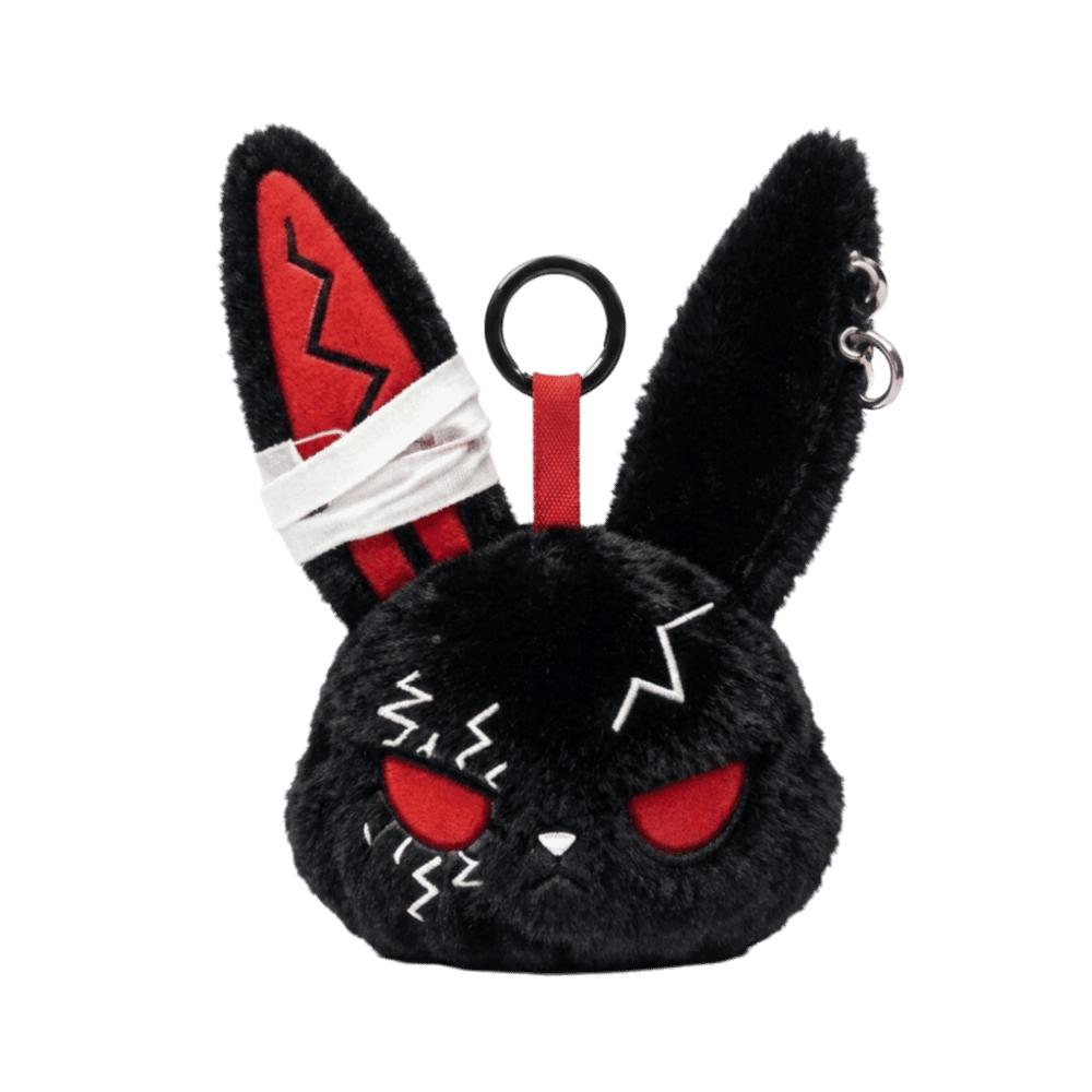Gothic Plush Bunny Keychain PP Cotton Cute Furry Bag Pendant Wounded Rabbit Keyring Halloween