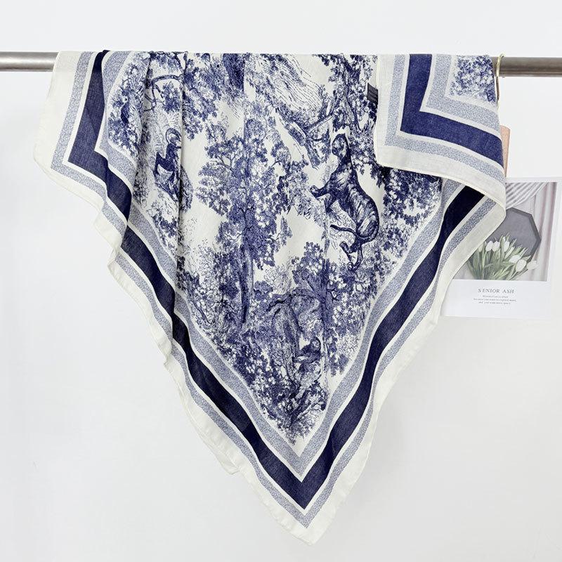 Spring/Summer 90CM Korean Style Jungle Print Silk Scarf - High-End, Versatile, All-Season Shawl 90x90