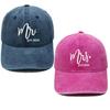 Popular Mr. Mrs. Embroidered Baseball Cap Washed Retro Male and Female Couples Casual Outdoor Sun Hat