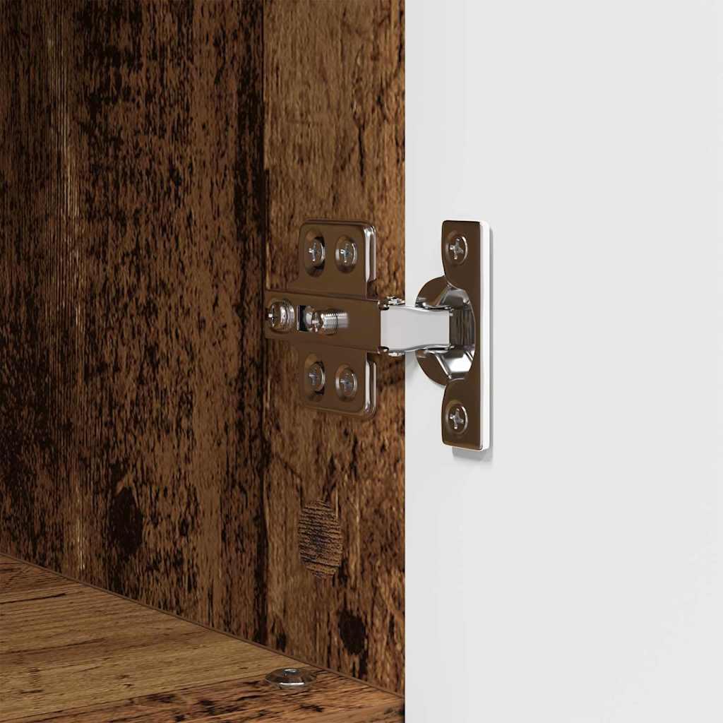 Bathroom Cabinet with Storage and Door Rustic Wood Finish 30 X 35 X 95 Cm
