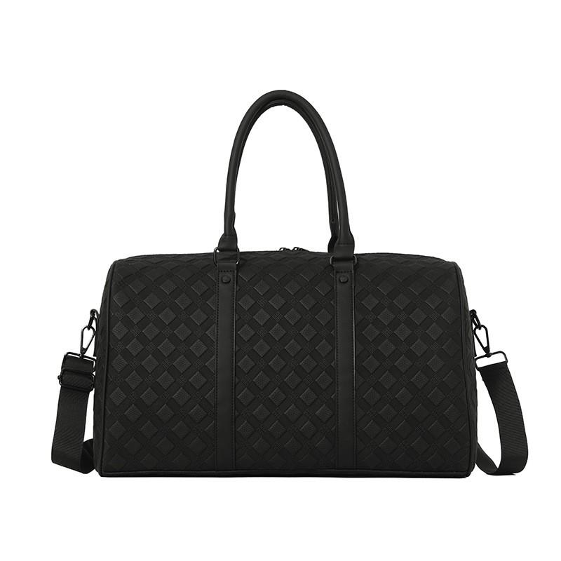 Large Capacity Travel Gym Shoulder Bag With Grid PU Leather Water Resistant Minimalist Crossbody Men Women